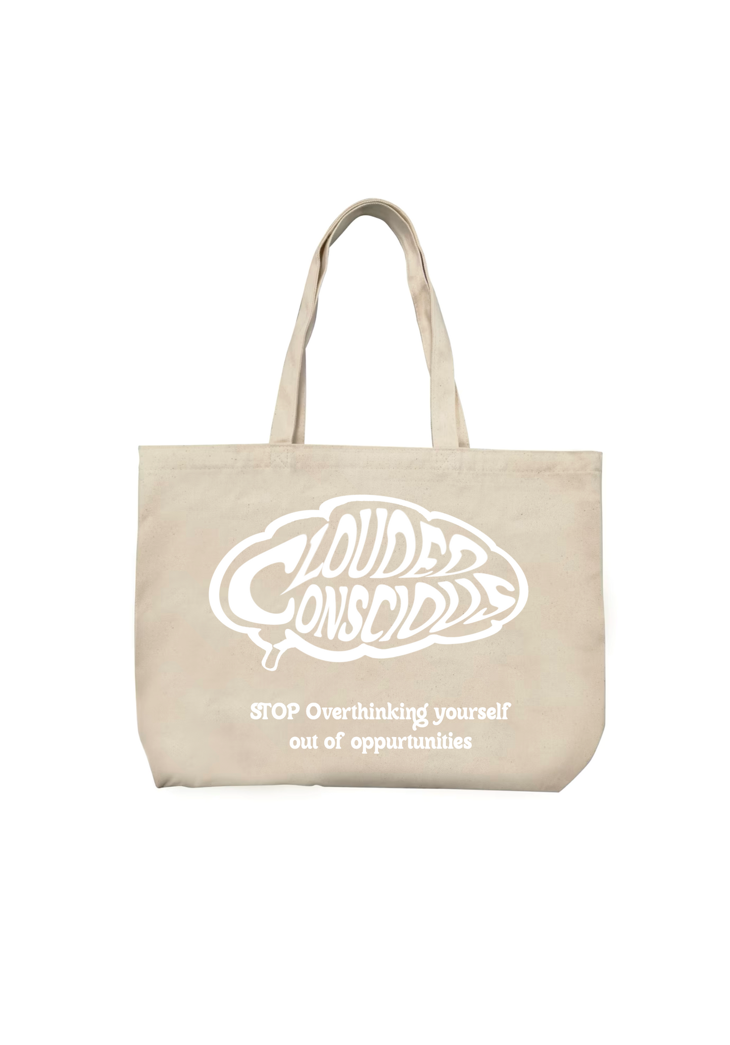 White logo tote bag