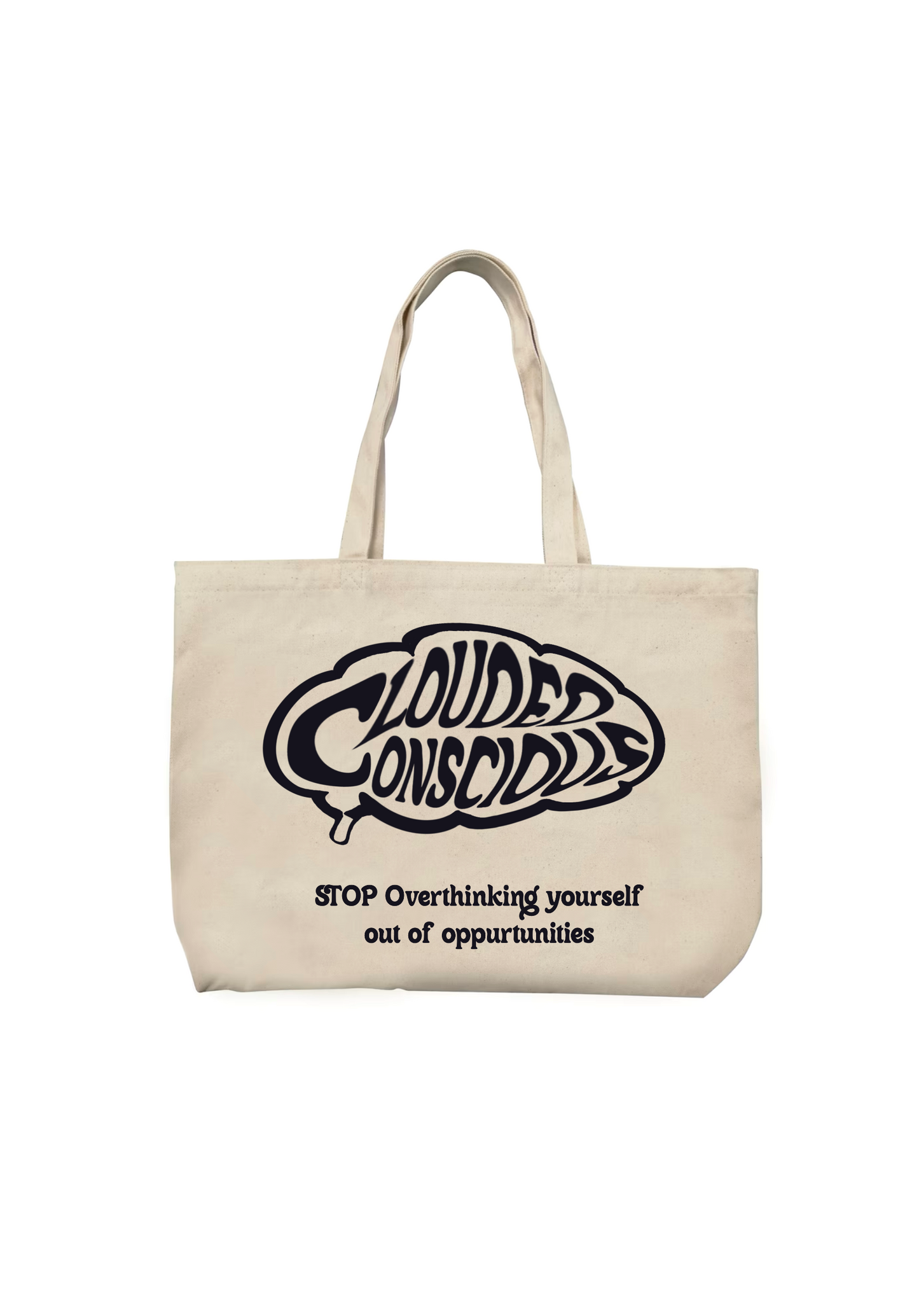 Black logo tote bag